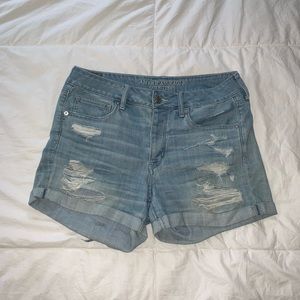 AE Tomgirl button-fly distressed denim shorts